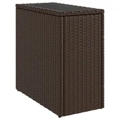 Vidaxl Vrtna miza z leseno mizno ploščo rjava 58x27,5x55 cm poli ratan