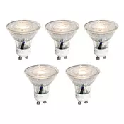 Komplet 5 GU10 50mm LED žarnic prozornih 4,9W 450 lm 3000K