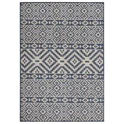 Vidaxl Zunanja preproga ploščato tkanje 160x230 cm modre črte