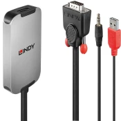 LINDY VGA/D-Sub DisplayPort transformator Crna-Siva 18cm 38296