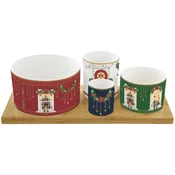 Appetizers serving set, 4 pieces, with bamboo stand, Festive Avenue