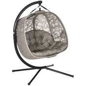 Homestar Viseči stol za 2 osebi s blazino 130x103x172 cm barva pesek