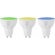 Immax NEO SMART set 3x LED žarnica GU10 6W RGB+CCT barvna in bela, zatemnitvena, Wi-Fi, TUYA
