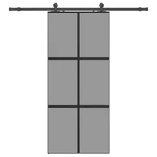vidaXL vidaXL Drsna vrata z opremo črna 90x205 cm kaljeno steklo, (21749526)
