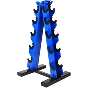 Nikcorp Stojalo za uteži MENCIRO 5-stopenjsko A-frame jekleno modro, nosilnost 90,7 kg, dimenzije 64,8 x 33,8 x 32 cm, prašno lakirano, gumijasti zaščitni pokrovčki, za domačo telovadnico in fitnes opremo