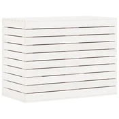 Vidaxl Košara za perilo bela 88,5x44x66 cm trdna borovina