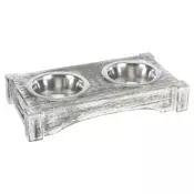 Trixie Set cinija na drvenom postolju Wooden Bowl Set - 2 x 0.75 l