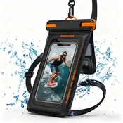 GS Vodoodporni ovitek za telefon IPX8, univerzalni, s paščkom, črne barve