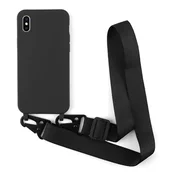 Silikonski ovitek s trakom Bigcousin za iPhone X/XS – črna