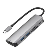 EKO Eko, Razdelilnik 6v1 HDMI4K SD Micro-SD USB 3.0 USB-C na USB tipa C, Siva, (5000063513)