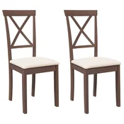 Vidaxl Jedilni stoli z blazinami 2 kosa Brown Solid Wood Rubber