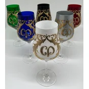 Casa Padrino Luxury Baroque Wine Glass Set Colorful/Gold - Wine Glasses with 24 Carat Gold Plating