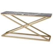 Casa Padrino luxury console brass/gray 150 x 40 x H. 74 cm - Rectangular stainless steel console table with marble top - Living room furniture - Luxury furniture - Luxury furnishings