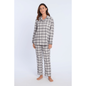 Ženska flanelna pižama BLANCA XL Krémasta / Črna