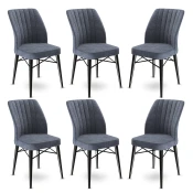 Hanah Home Set 6 trpezarijskih stolica Flex Sivo-Crni