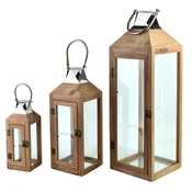 Mondex Komplet latern les MONDEX LOKKE 20x20x62/15x15x42/10x10x28 cm naravni les 3 kosi, (5000212513)