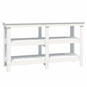 Vidaxl Delovna miza bela 142,5x50x80 cm trdna borovina