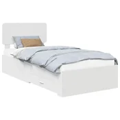 Vidaxl Konstrukcija postelje Bela 90 x 190 cm Konstruiran les