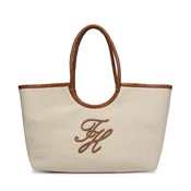 Tommy Hilfiger Ročna torba Th Elev Summ Maxi Tote Canvas AW0AW18629 Bež