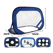 INF 2-v-1 Prenosni pop-up nogometni gol z rebound mrežo, modra, (5000300616)