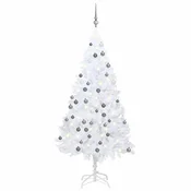 Vidaxl Umetna osvetljena novoletna jelka z bunkicami bela 120 cm PVC