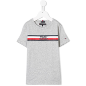 Tommy Hilfiger Junior - logo stripe T-shirt - kids - Grey