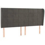 Vidaxl Vzglavje z ušesi temno sivo 203x23x118/128 cm žamet