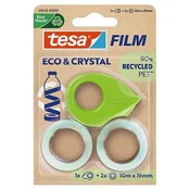 Lepilni trak z razpršilnikom, 2 kosa 19 mm x 10 m, TESA Eco&Crystal, prozoren, 3 kosi