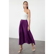 Trendyol Plum Pleated Maxi Stretch Knit Skirt