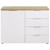 KOMODA 120/89/43 cm bela, boja hrasta