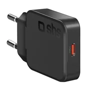 SBS SBS Ultra-Slim 20W USB-C stenski polnilnik črne barve