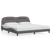 Vidaxl Posteljni okvir brez vzmetnice Viana siva 200x200 cm umetno usnje