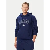 adidas Majica dugih rukava Collegiate Script Graphic Hoodie KC7186 Plava Regular Fit
