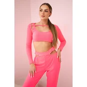 Complete with pink neon blouse top