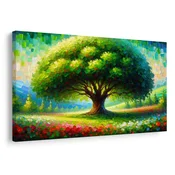 Slika pisano drevo življenja na travniku - 90x60