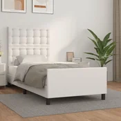 shumee vidaXL Posteljni okvir z vzglavjem bel 90x200 cm umetno usnje