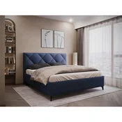 MID.YOU OBLAZINJENA POSTELJA 180 cm  x 200 cm , tekstil temno modra