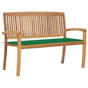 shumee vidaXL Zložljiva vrtna klop z blazino 128,5 cm tikovina