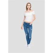 Womens T-shirt with free shoulder white