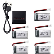 5 in 1 Charger Adapter + 5x3.7V 380mAh 25C Lithium batteries for Tera Mini quadcopter Hubsan X4 H107C H107D etc.