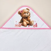 Peškir za bebe sa kapuljacom Meda roze 100x100 cm