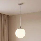 Argon Obesna svetilka Bernike, bela/krom, steklo, O 30 cm - Dnevna soba/jedilnica - Sodobni - bel, krom