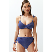 Trendyol Navy Blue Balcony Tie Glitter High Waist Hipster Bikini Set