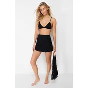 Trendyol Black Woven Tie Linen Blend Short Skirt