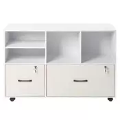 VEVOR Mobilna omara za dokumente z 2 predaloma odprte police 108x40x732 cm bela