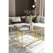 Hanah Home Bakü klub sto 75 × 45 × 75 cm, zlatna / providno staklo