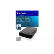 Verbatimov zunanji trdi disk 2TB 3,5 Store n Save 2. generacije, črne barve, USB 3.0