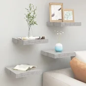 Plutajuce zidne police 4 kom boja betona 23 x 23,5 x 3,8 cm MDF