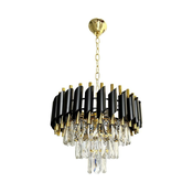 Luster na lancu CRISTAL 5xE14/40W/230V zlatna/crna