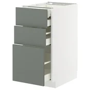 METOD / MAXIMERA Pod.elem.3front/2dnj/1srd/1vis.fiok, bela/Nickebo mat sivozelena, 40x60 cm